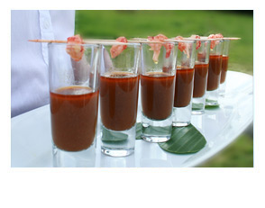 Bouillabaisse shots with crayfish tails